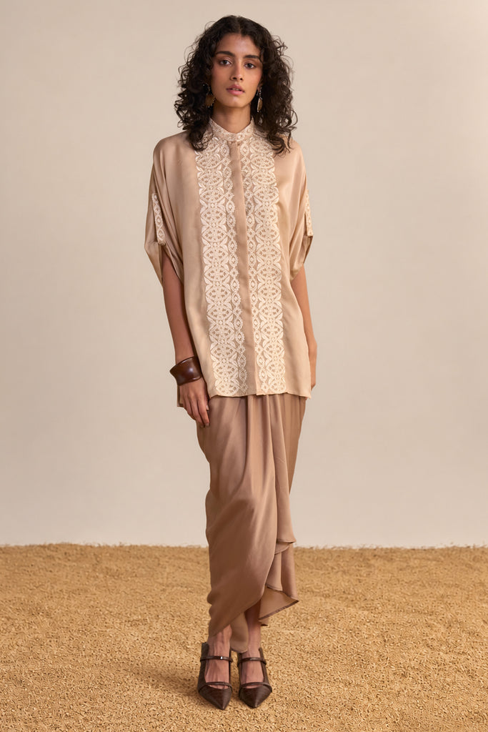 LACE EMBROIDERED SATIN TOP dash and dot