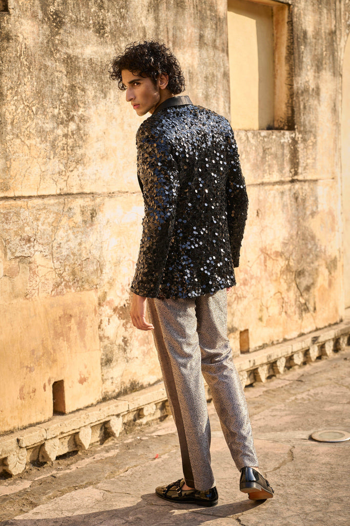 SEQUIN JACKET, METALLIC PANT AND BROOCH SHIRT - dash and dot dash and dot