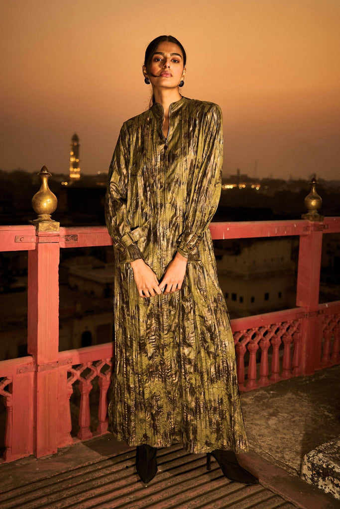 CRUSHED FOILED SHIRT DRESS - dash and dot dash and dot