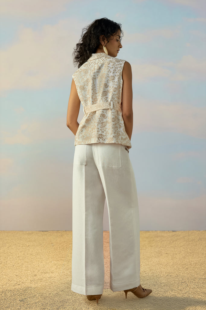 LINEN EMBROIDERED WAISTCOAT dash and dot