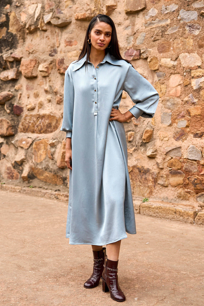 TEXTURED SATIN SHIRT DRESS - dash and dot dash and dot