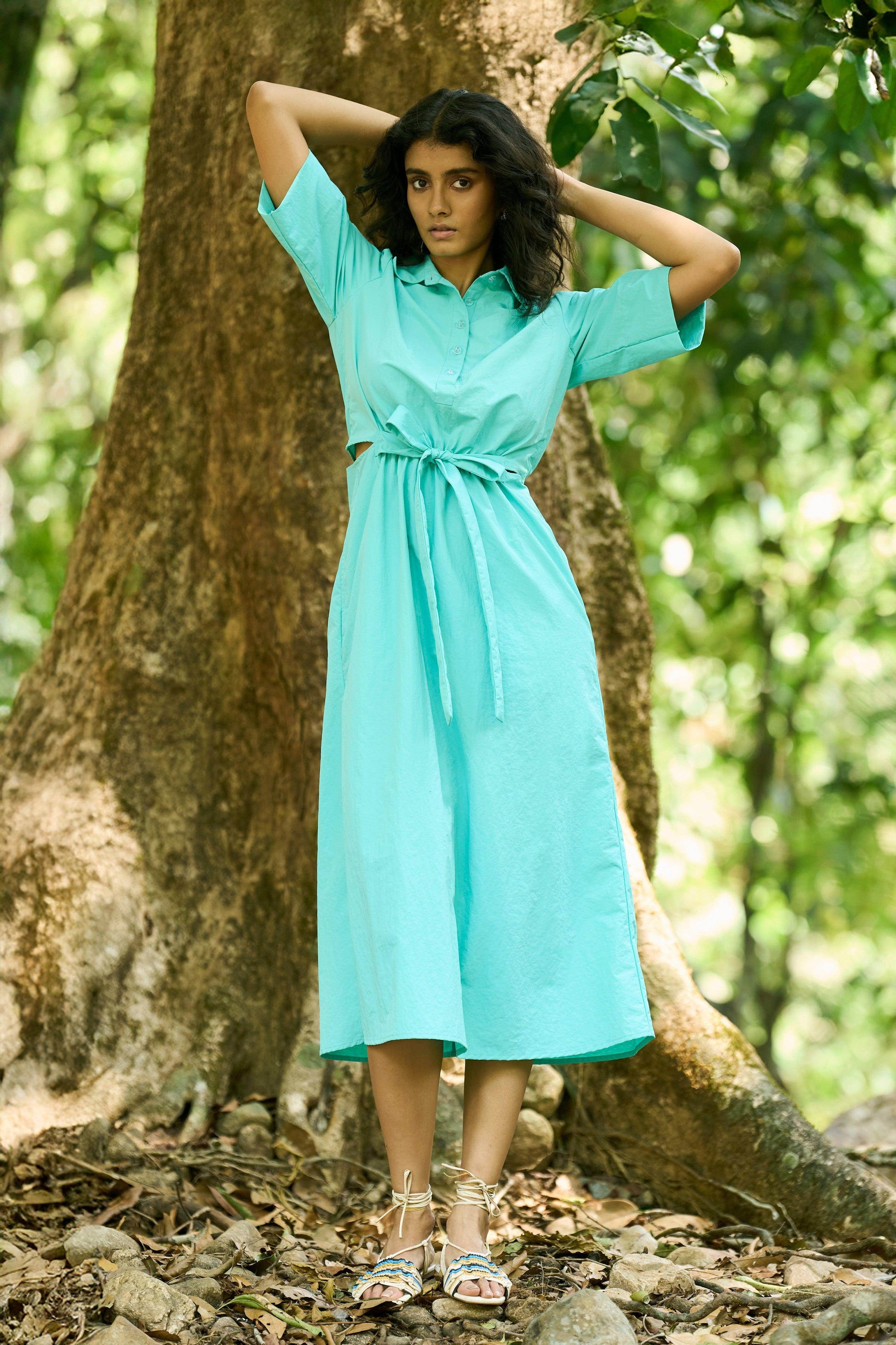FRONT TIE SHIRT DRESS - dash and dot