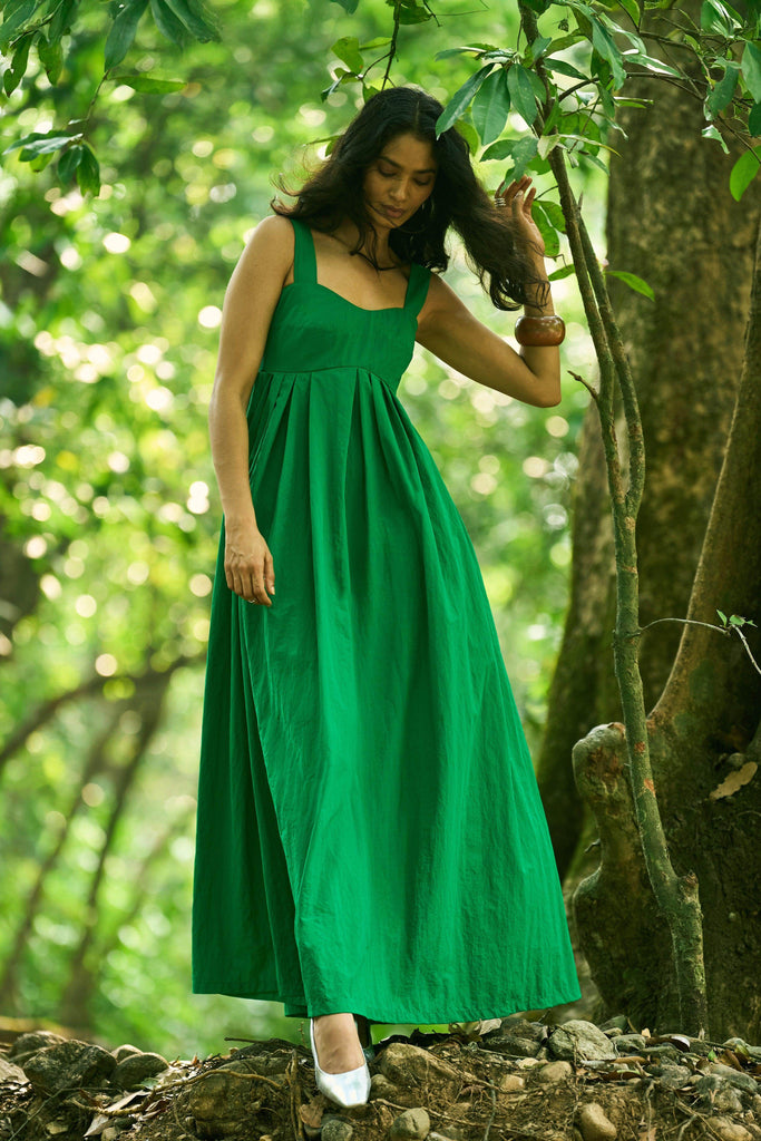 GREEN FLARED GOWN - dash and dot dash and dot