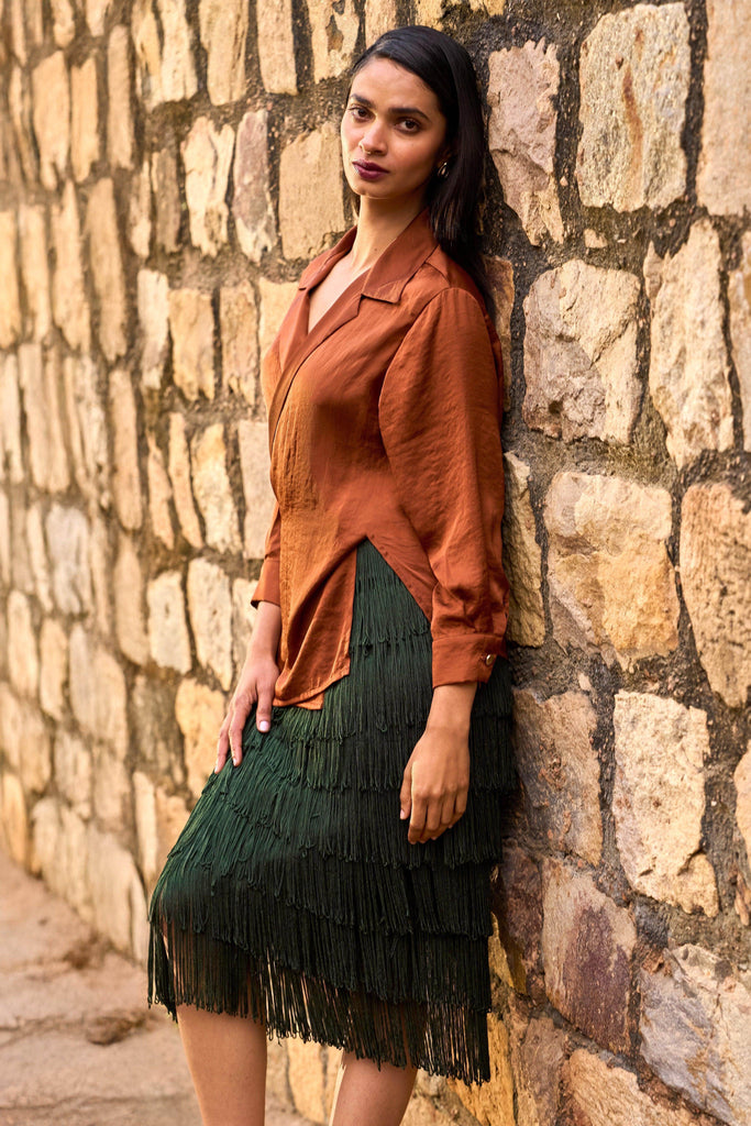 LAYERED FRINGE MIDI SKIRT - dash and dot dash and dot