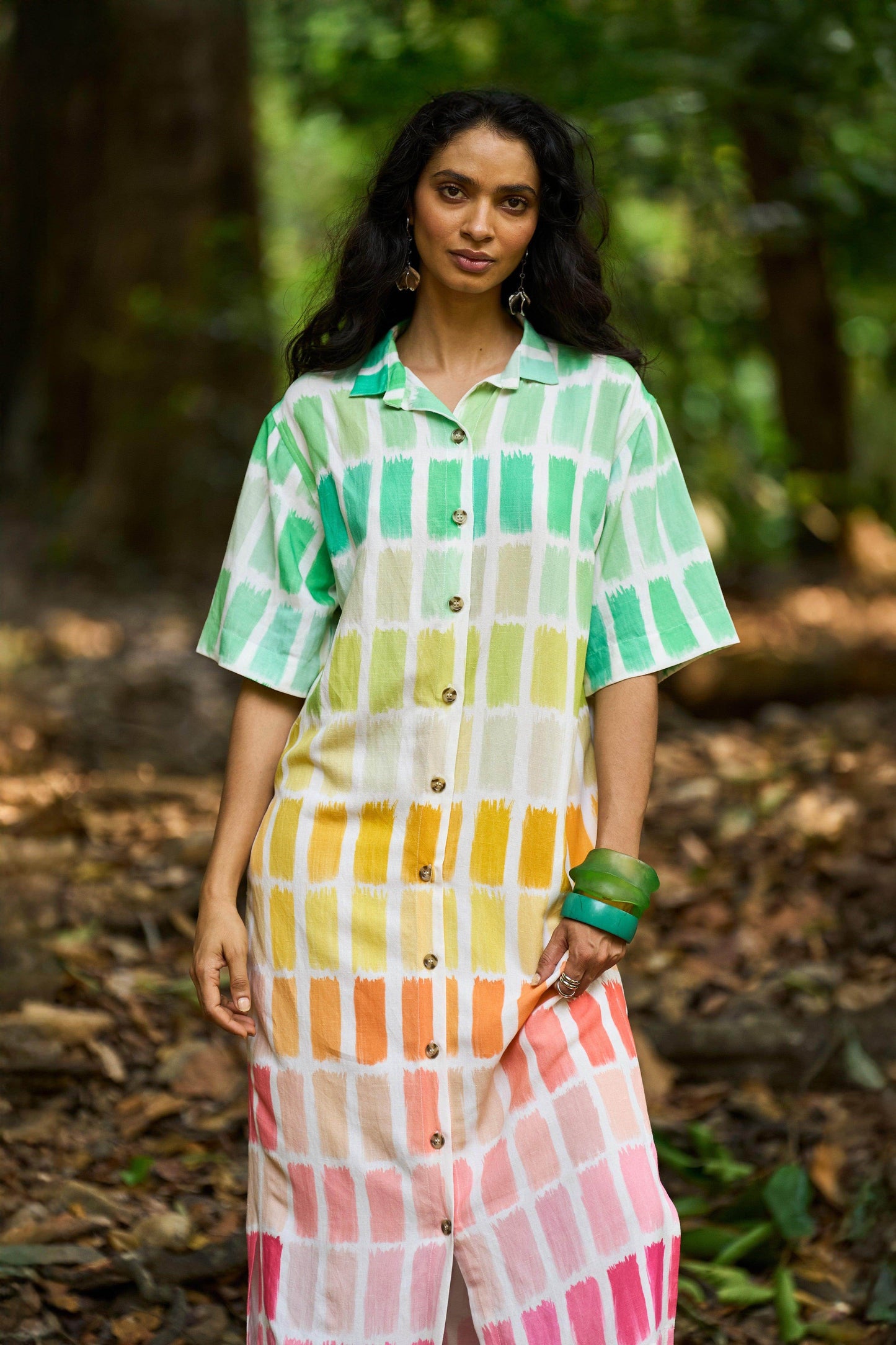 PRINTED LINEN SHIRT DRESS - dash and dot