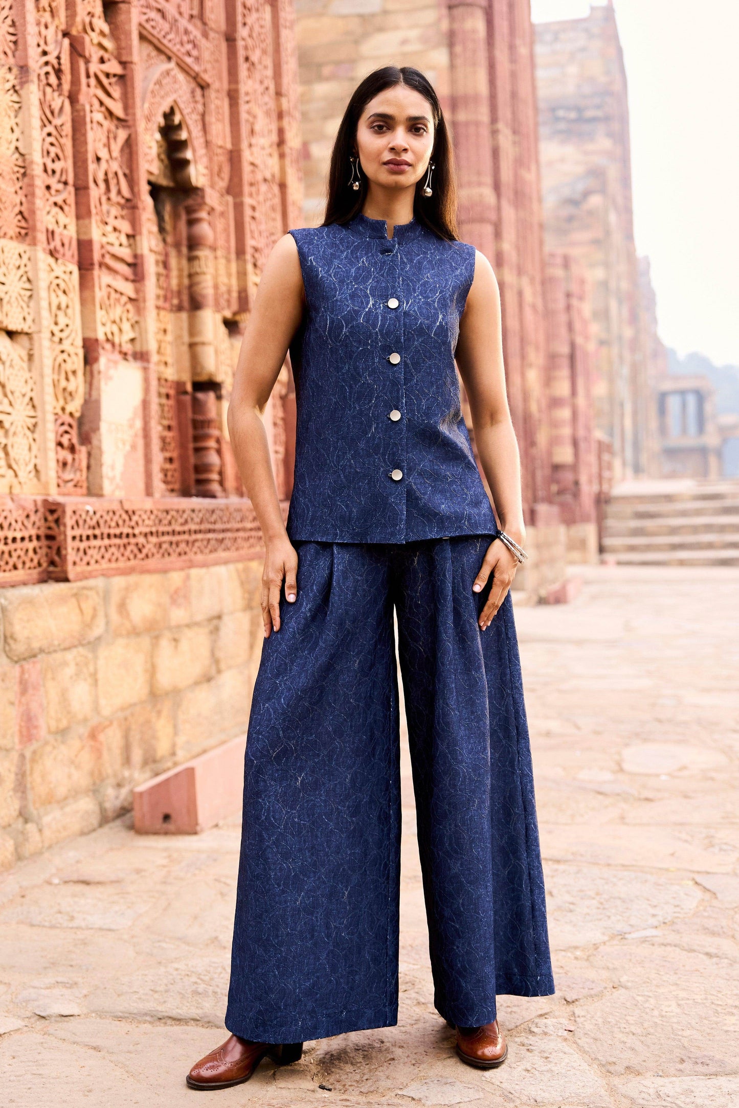 DENIM LACE WAISTCOAT AND PANT SET - dash and dot