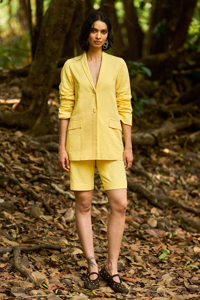 YELLOW LINEN BLAZER - dash and dot dash and dot