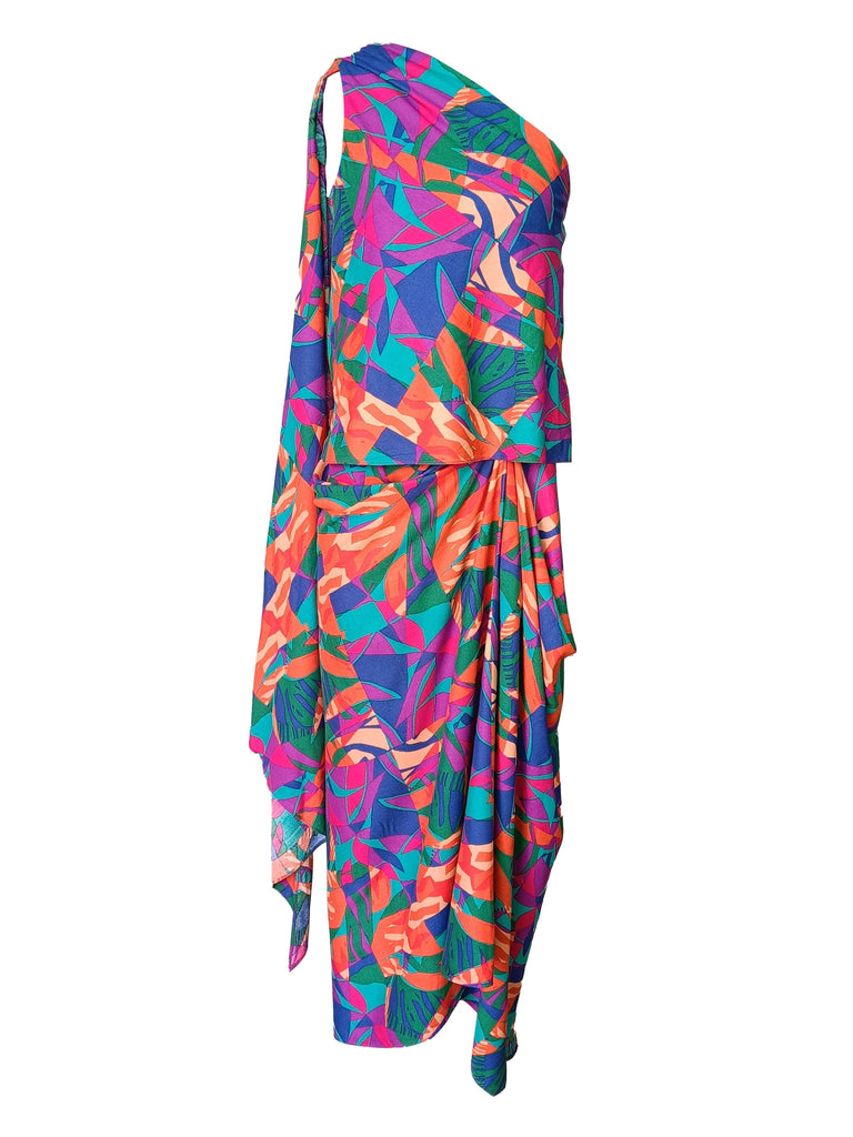 ABSTRACT PRINTED DRAPE SKIRT - dash and dot dash and dot