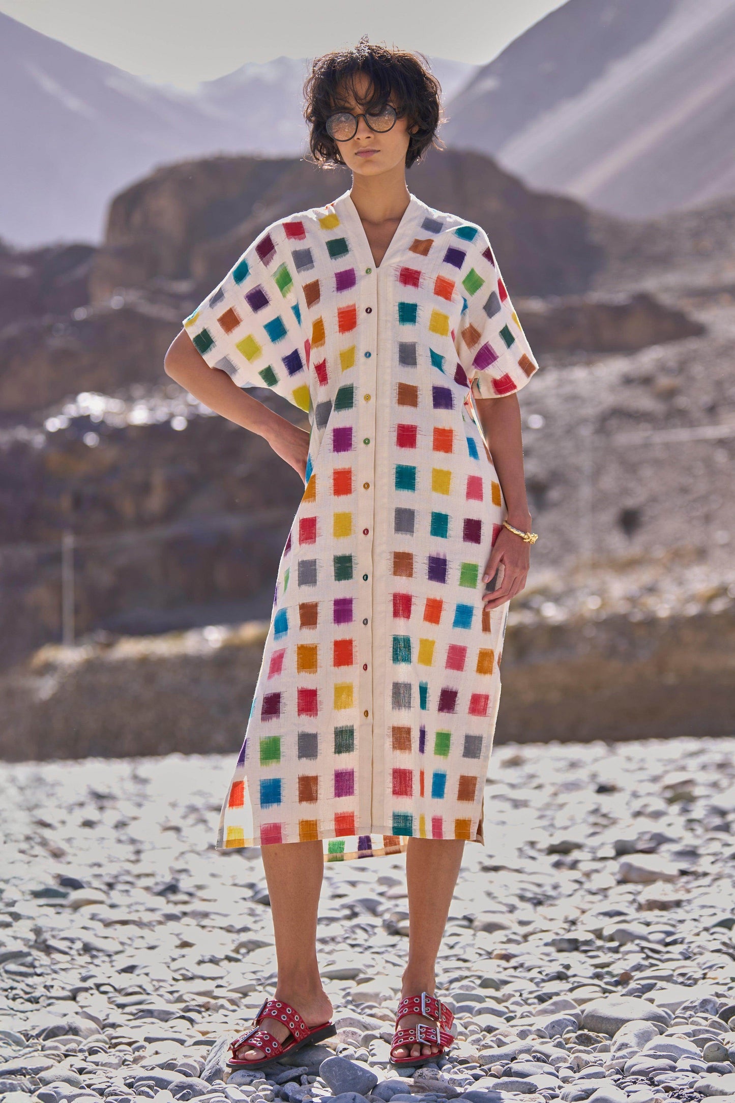 MULTICOLOUR IKAT SHIRT DRESS - dash and dot