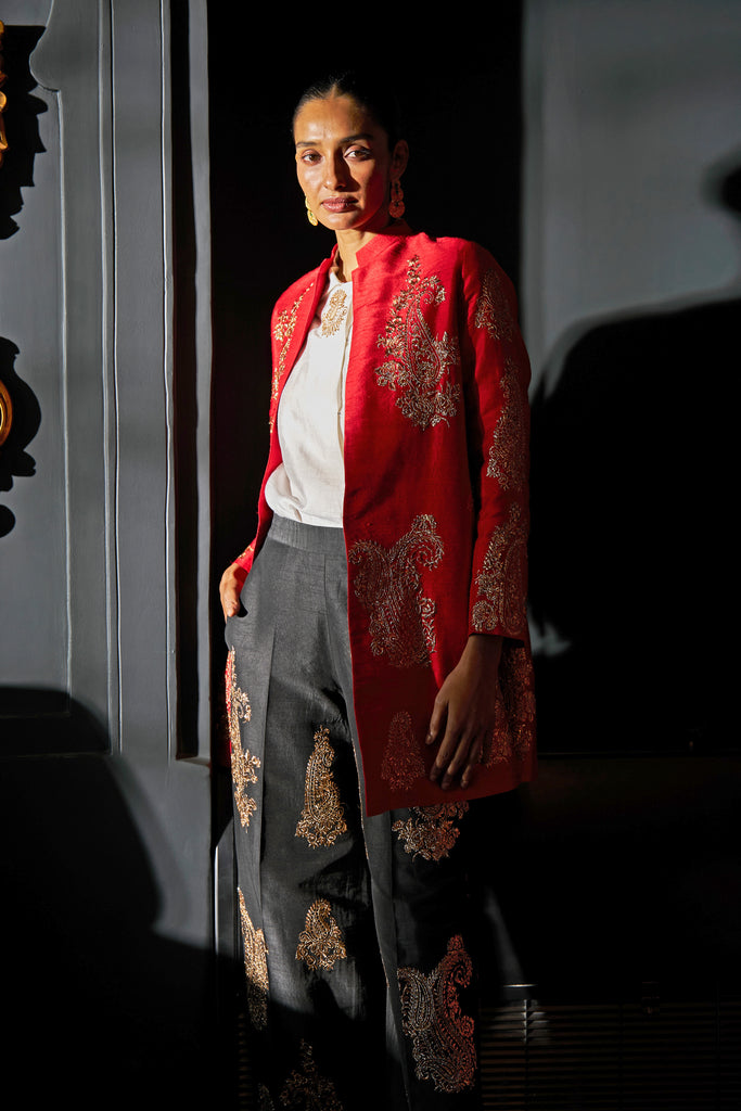 EMBROIDERED PAISLEY JACKET, SHIRT AND PANT dash and dot