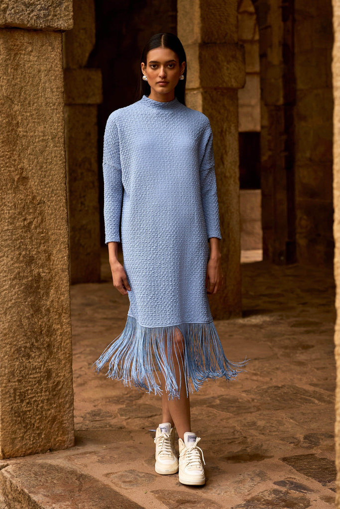 TEXTURED KNIT FRINGE MIDI - dash and dot dash and dot