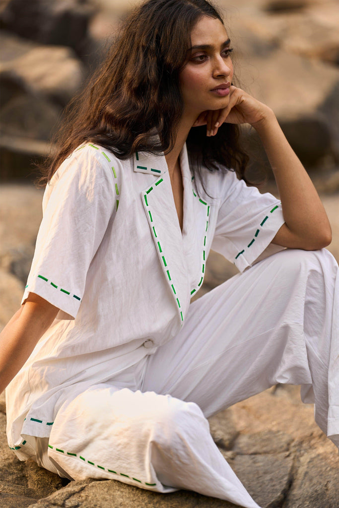 EMBROIDERED POPLIN SET - dash and dot dash and dot