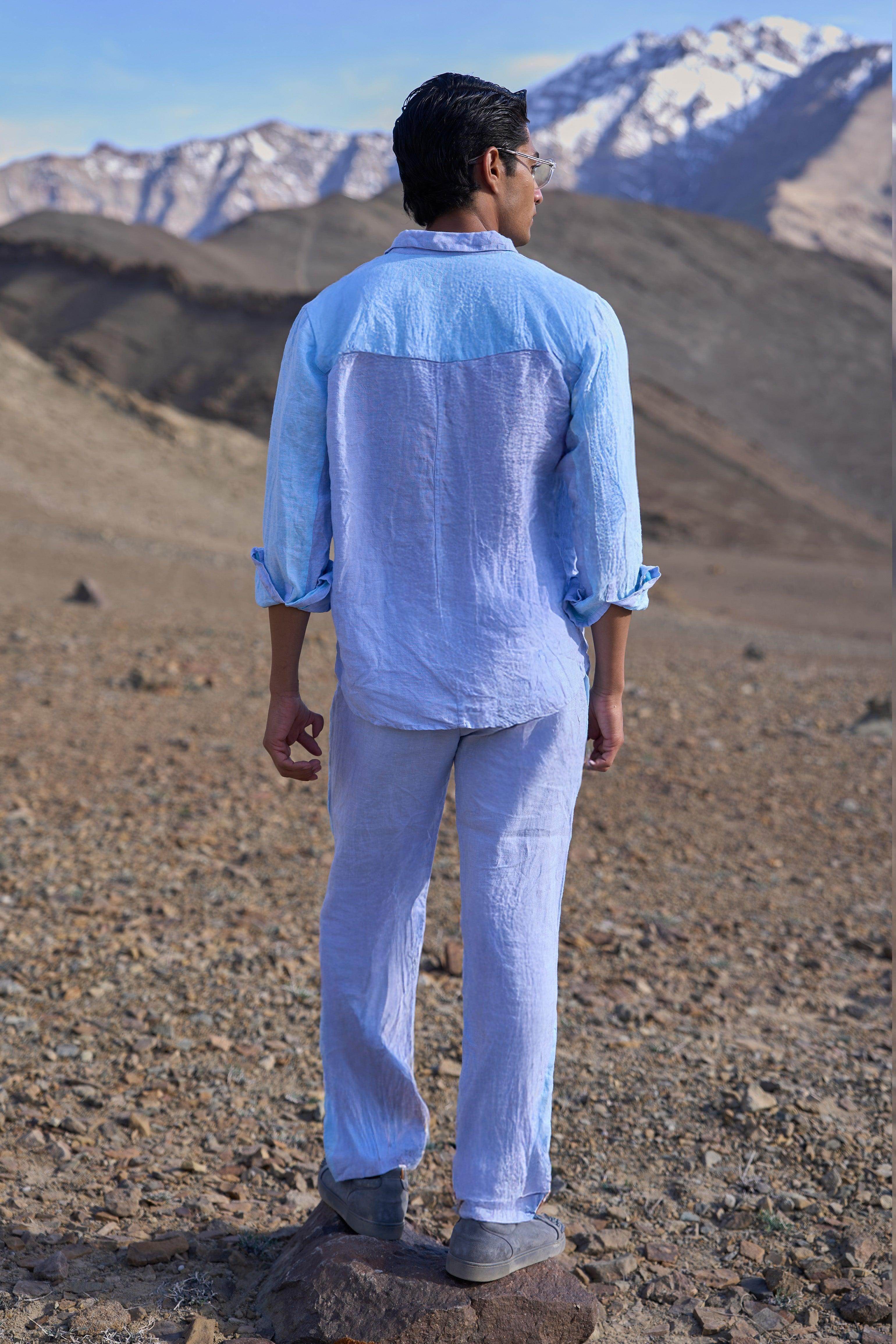 アパルトモン定番LINEN SHIRTSブルー Buy Dusty Blue 60s Lea Linen Shirt Online at Best Price | 5Feet11