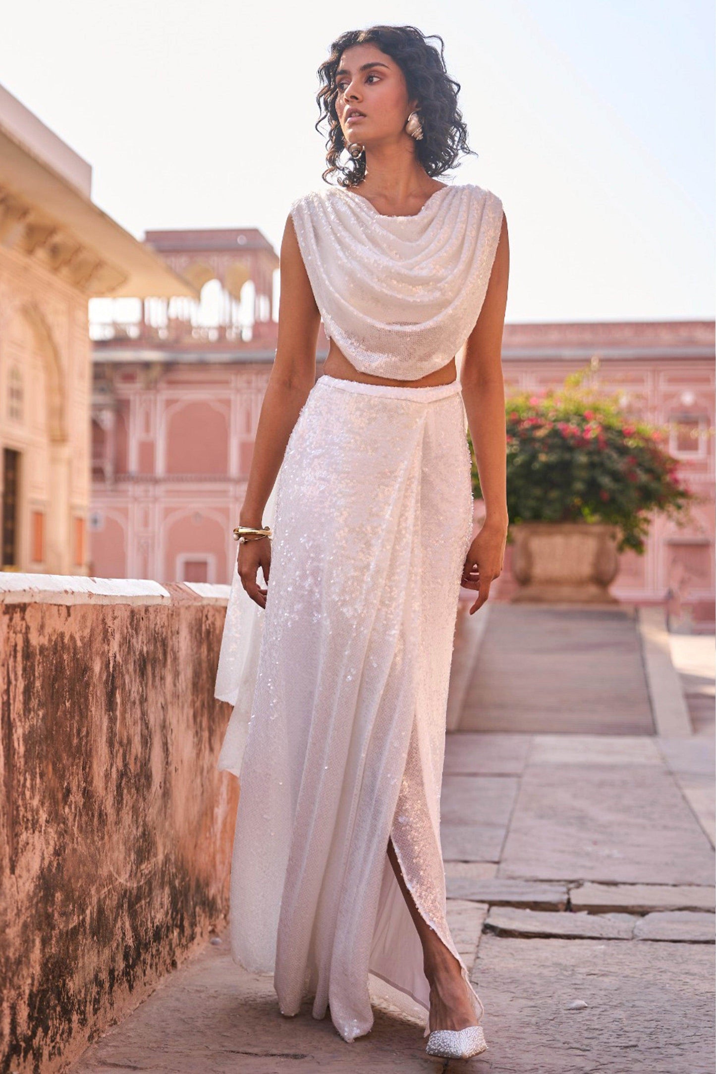 DRAPED SEQUIN SKIRT - dash and dot