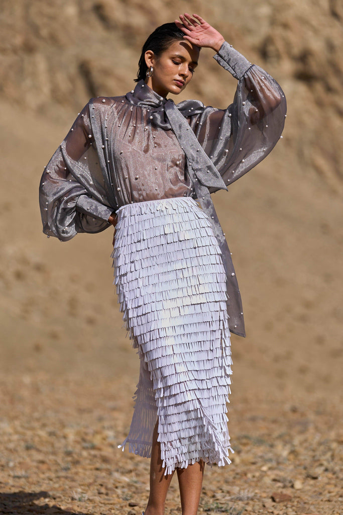 CASCADING TEARDROP SEQUIN SKIRT - dash and dot dash and dot