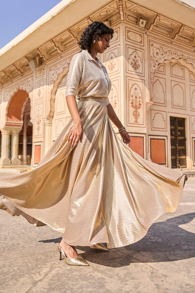 TEXTURED LAMÉ MAXI SKIRT SET - dash and dot dash and dot