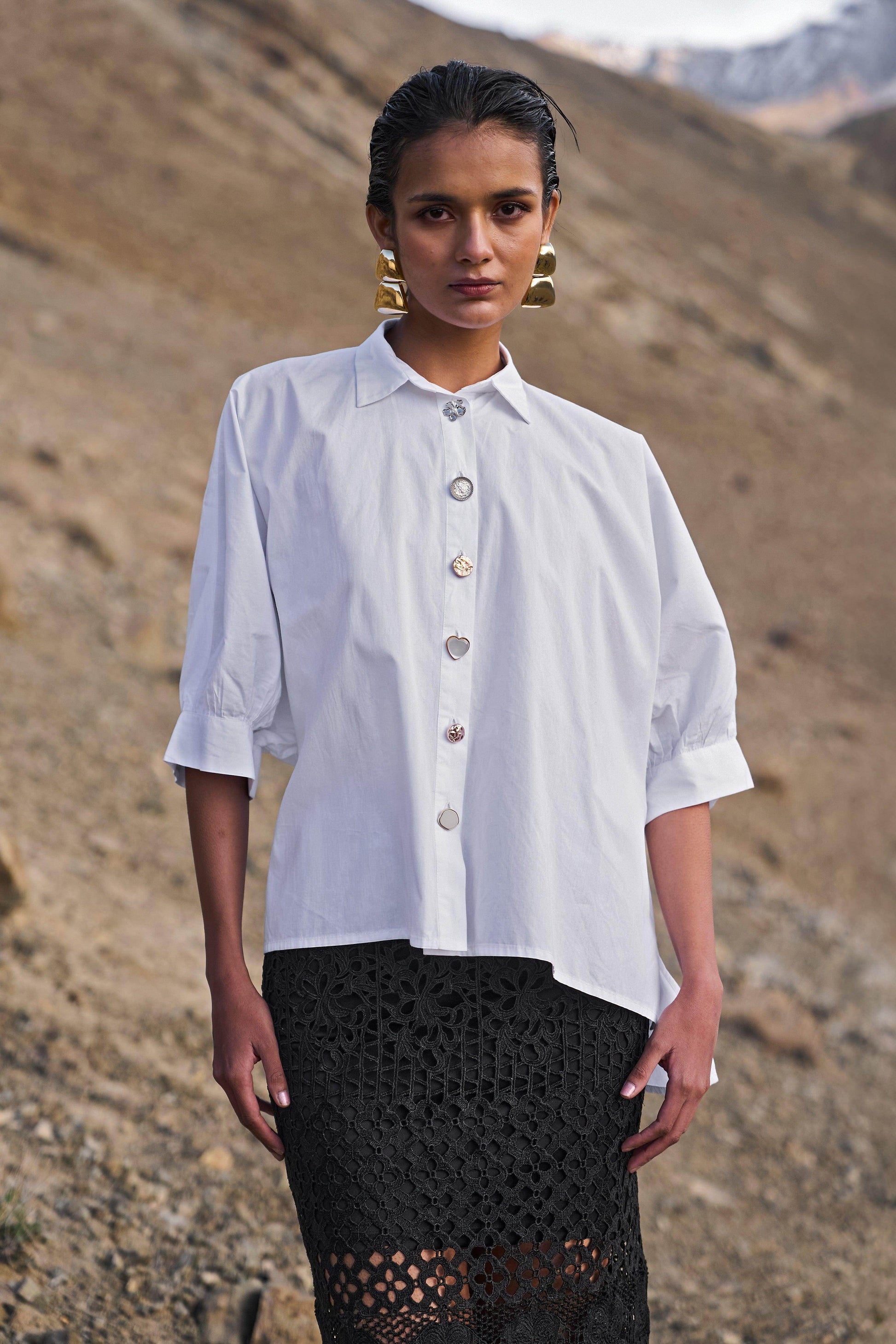 FANCY BUTTON BOXY SHIRT - dash and dot