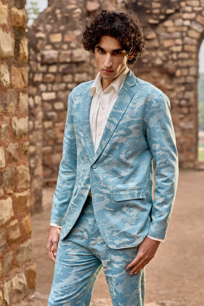 INDIGO JACQUARD BLAZER - dash and dot