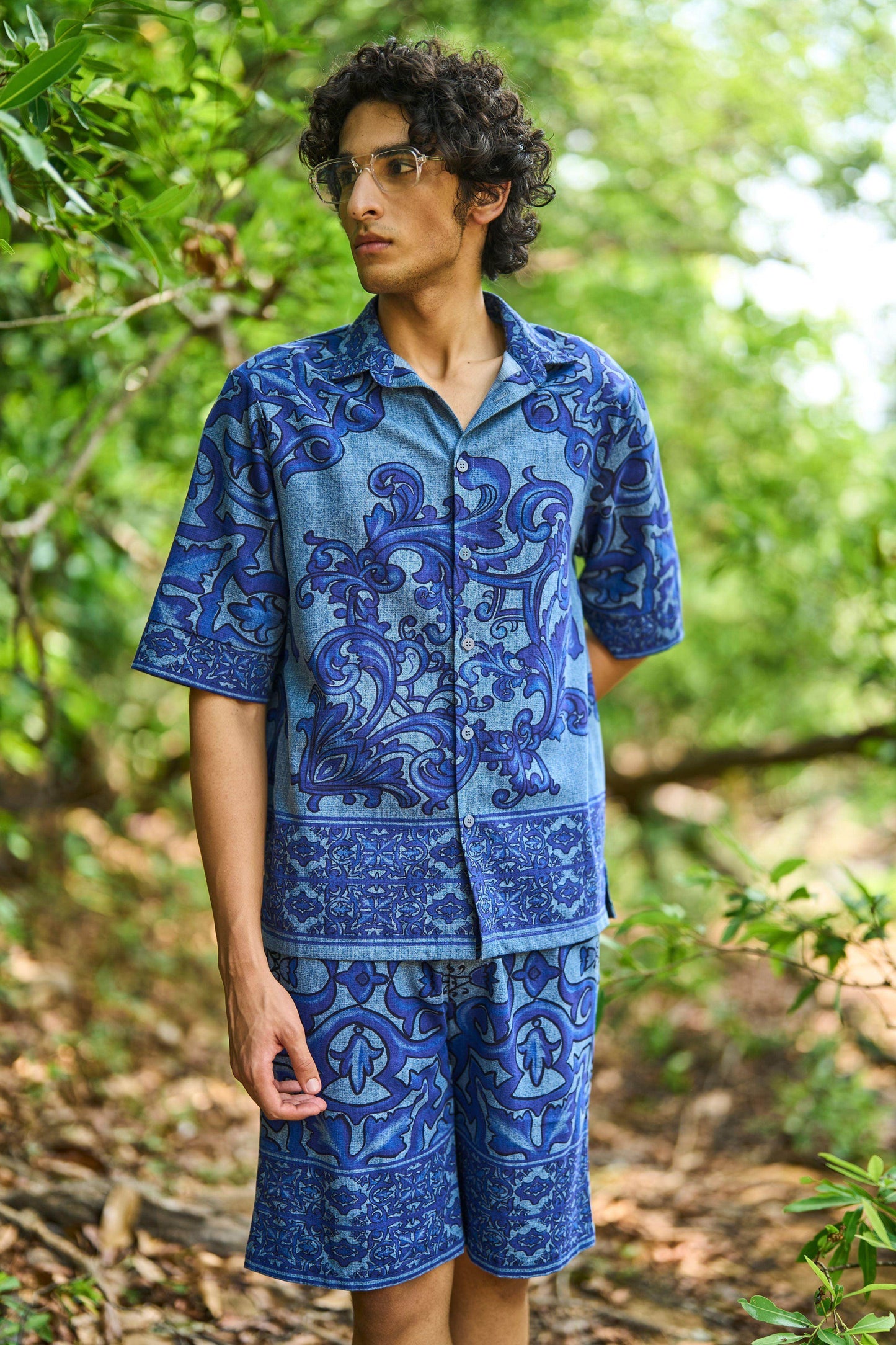 DENIM PRINTED SHORTS SET - dash and dot