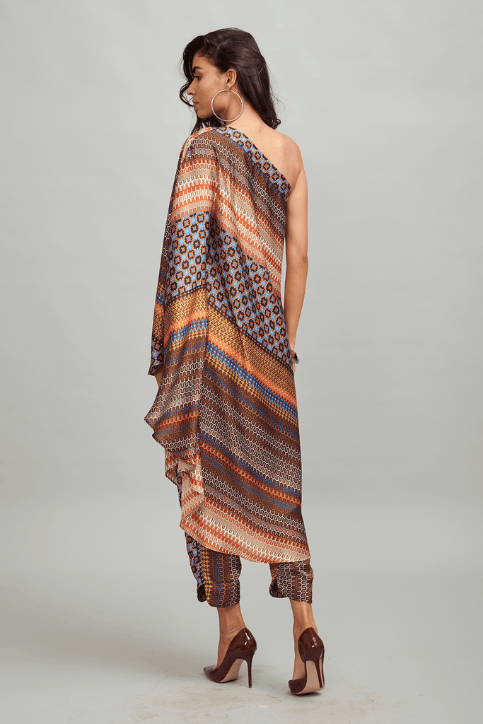 ONE SHOULDER PRINTED SET - dash and dot dash and dot