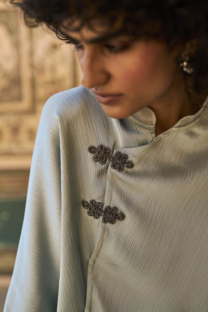 POWDER BLUE CRINKLE SATIN SET - dash and dot dash and dot