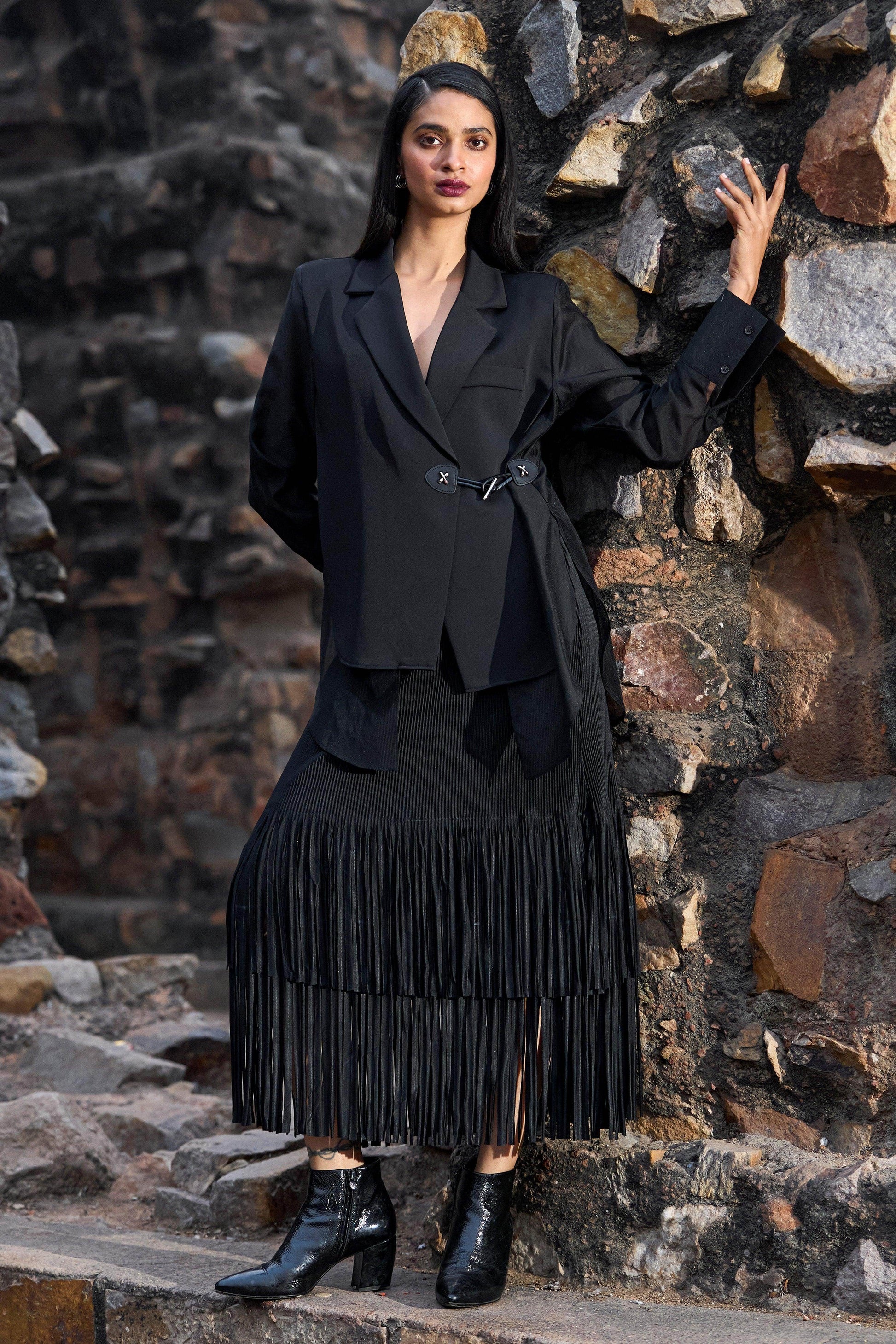 SIDE-TIE BLAZER SHIRT - dash and dot