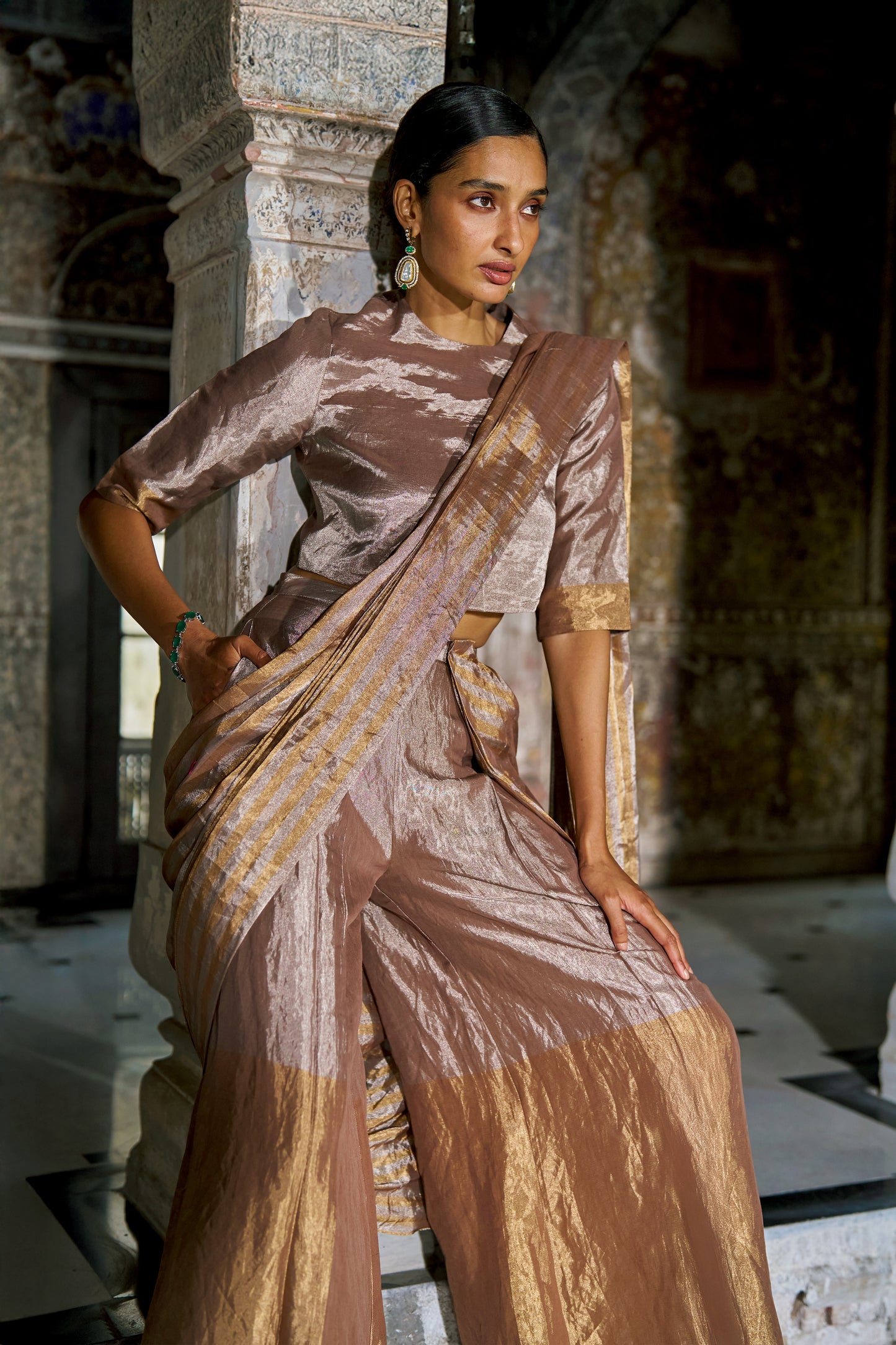 BENARES TISSUE DRAPE PANT SET