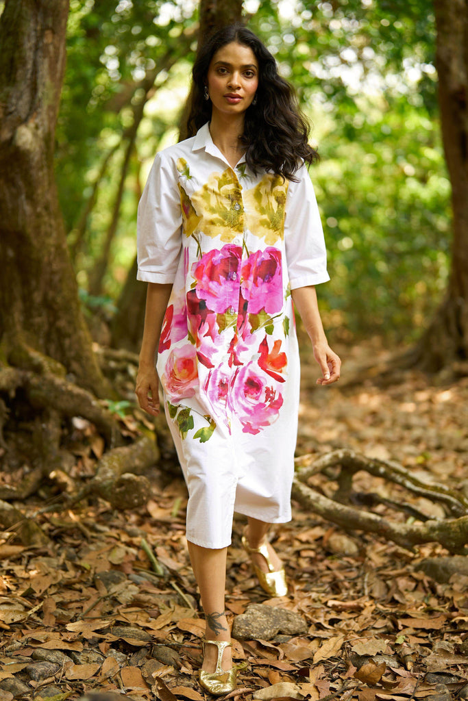 WATERCOLOUR FLORAL SHIRT DRESS - dash and dot dash and dot