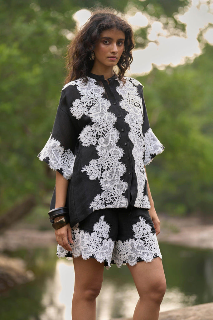 SILK LINEN LACE SHORTS - dash and dot dash and dot