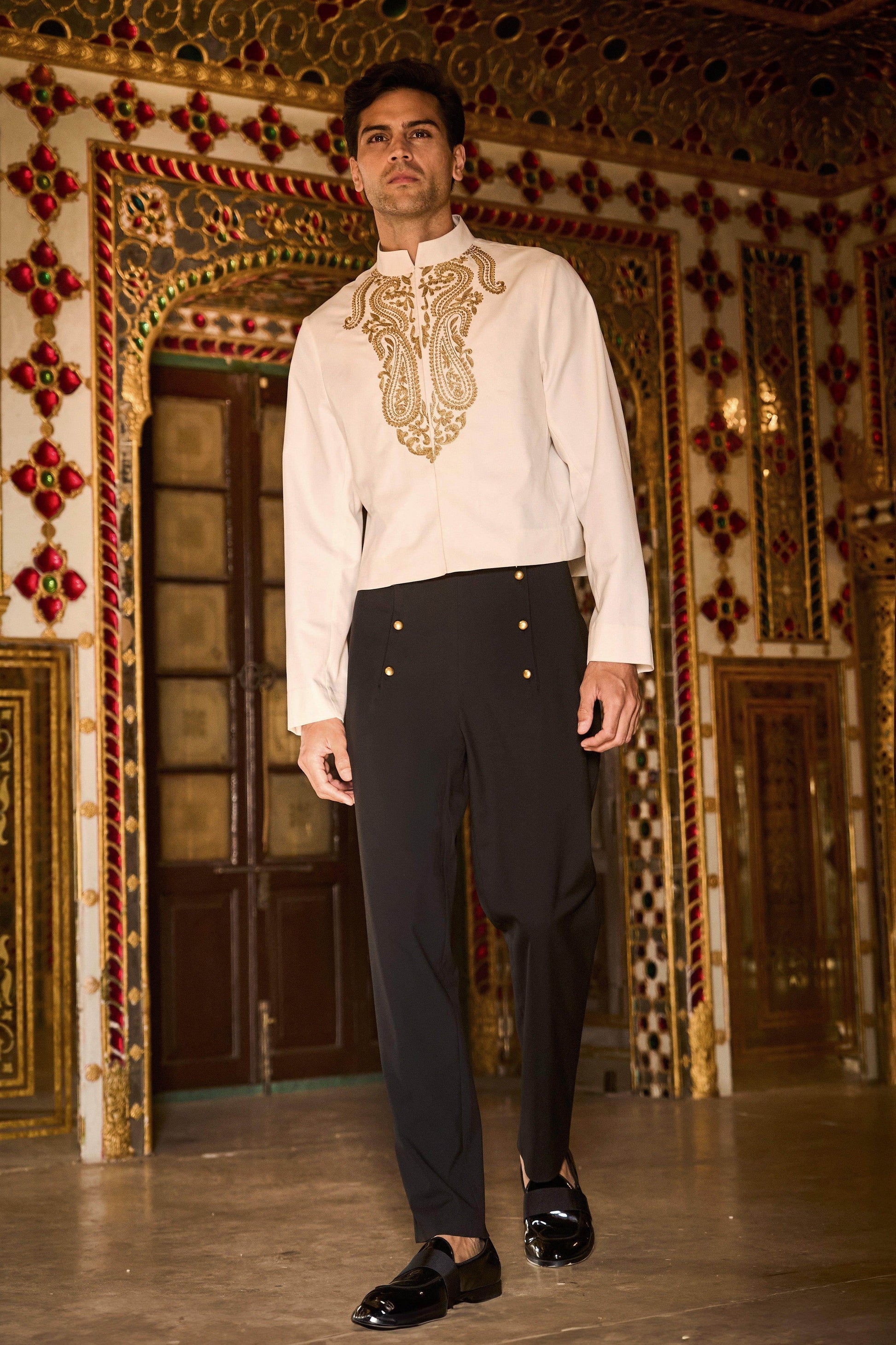 EMBROIDERED SHIRT & SAILOR PANT SET - dash and dot