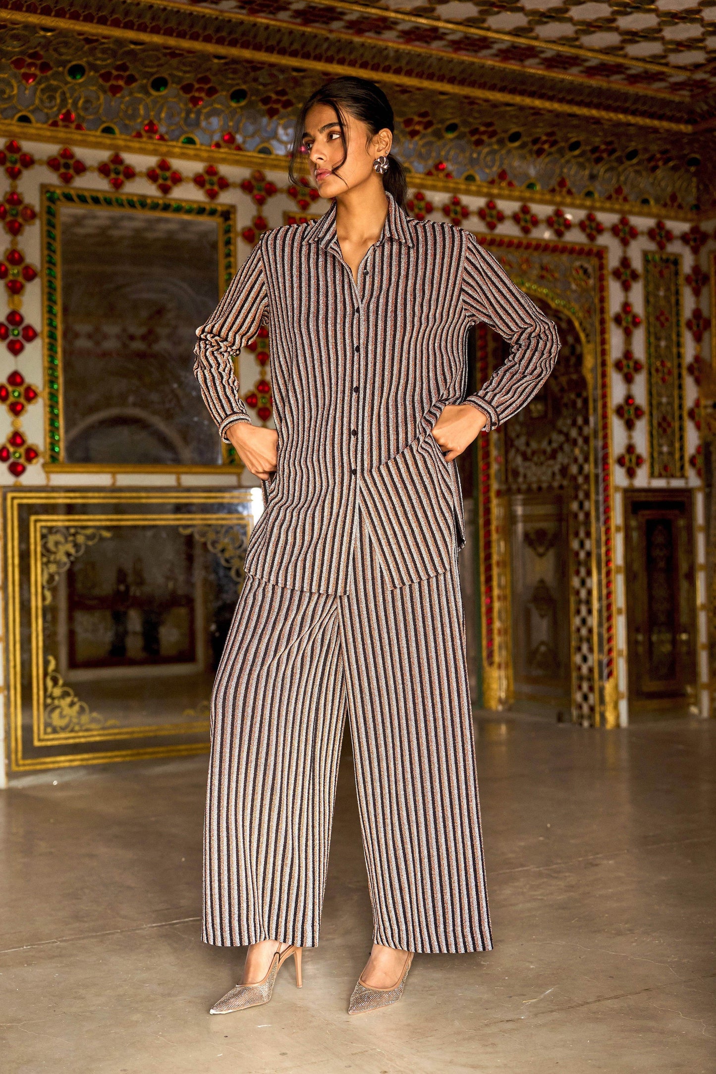 SHIMMER STRIPE KNIT PANT - dash and dot