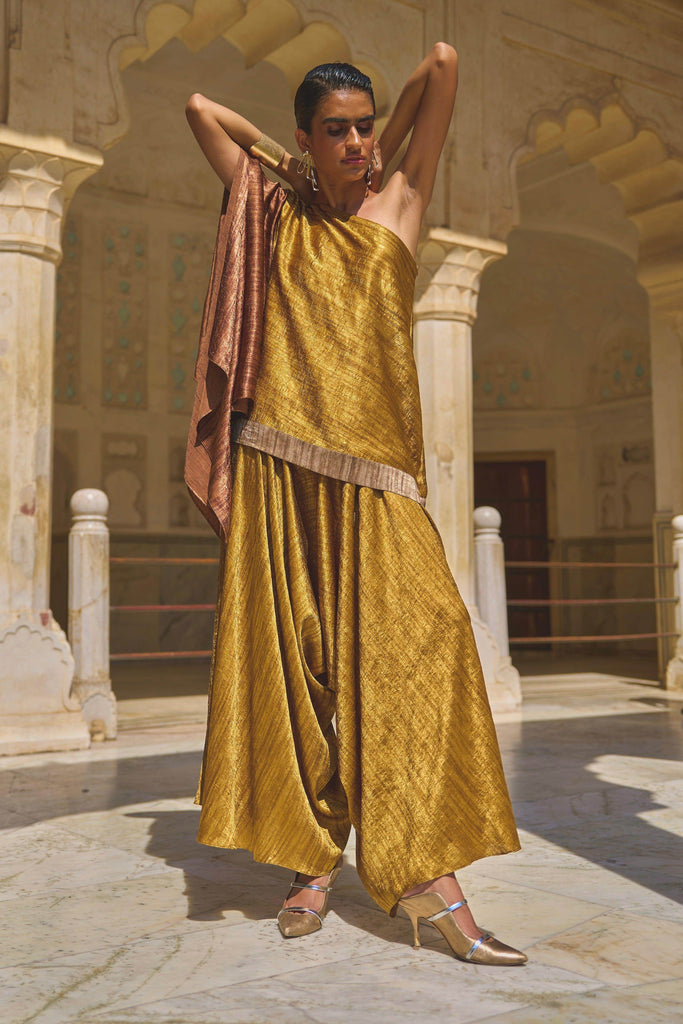 LAMÉ BLOCKED ONE SHOULDER SET - dash and dot dash and dot