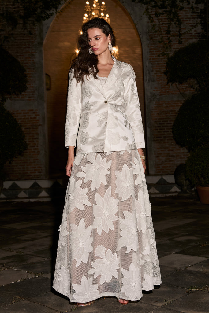 FLORAL LACE APPLIQUÉ MAXI SKIRT dash and dot