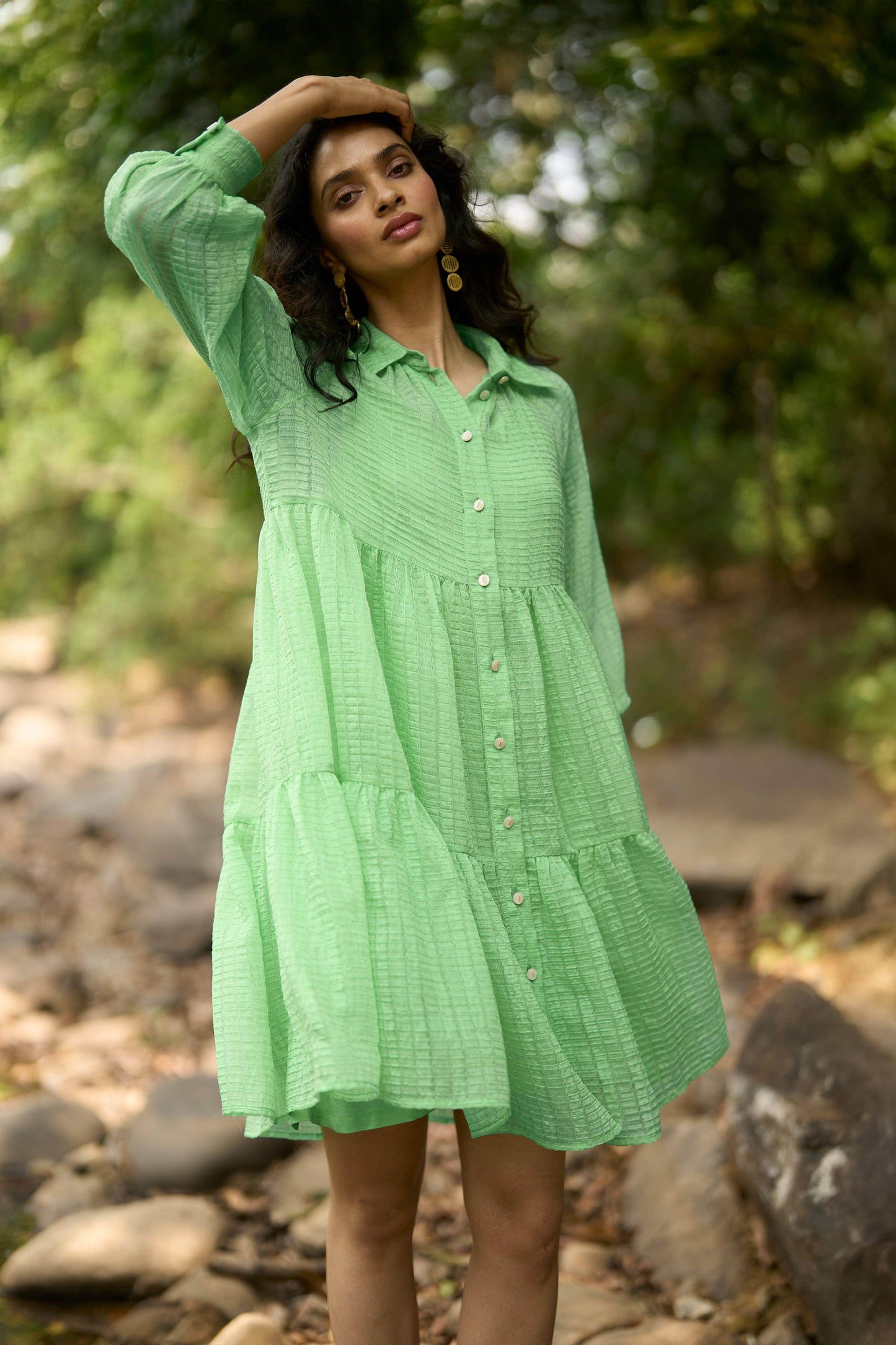 TEXTURED TIERED DRESS - dash and dot