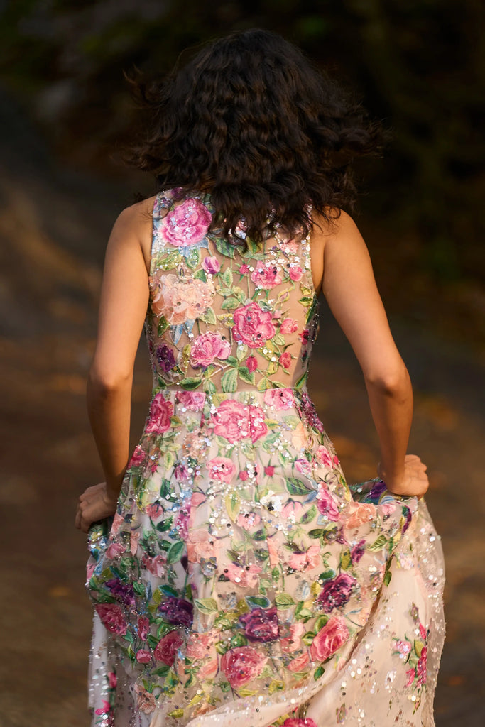 FLORAL SEQUIN MESH GOWN dash and dot