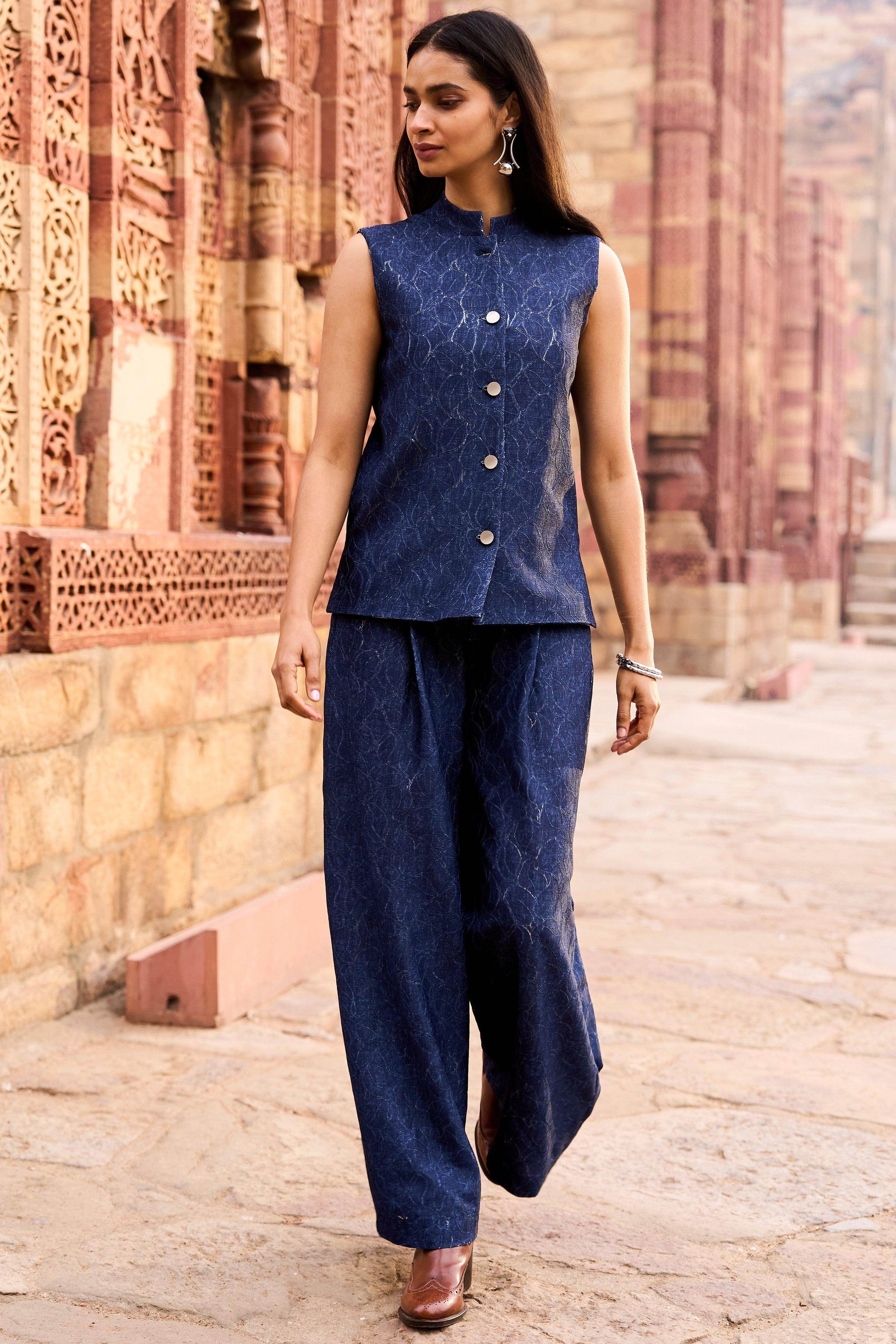 DENIM LACE WAISTCOAT AND PANT SET - dash and dot