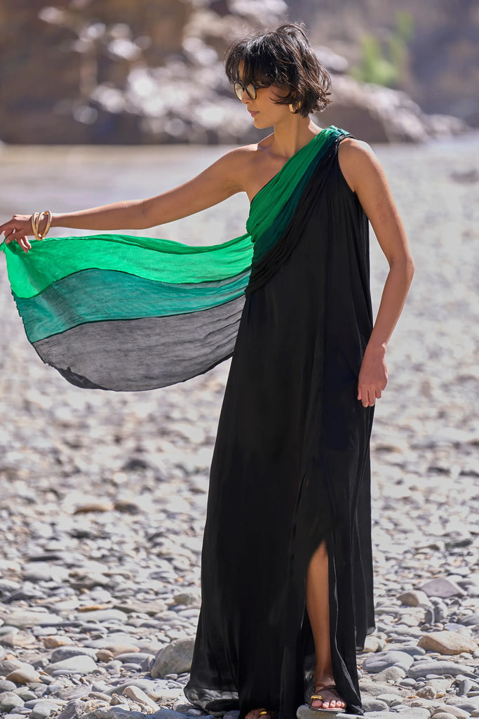 OMBRÉ DRAPED SARI GOWN dash and dot