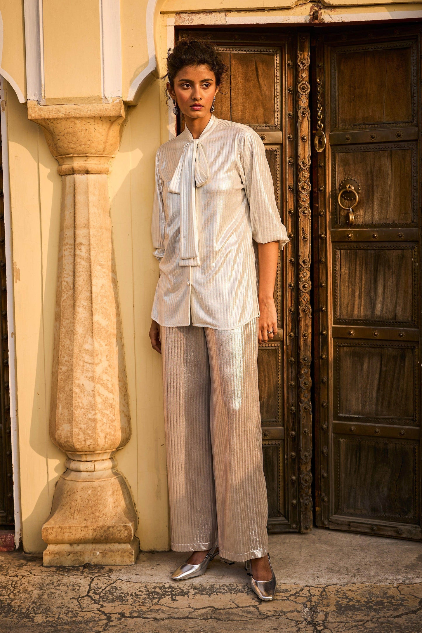 TEXTURED LAMÉ PANT SET - dash and dot