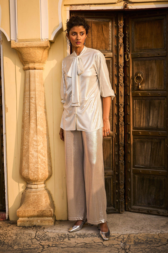 TEXTURED LAMÉ PANT SET - dash and dot dash and dot