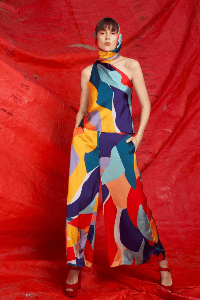 ABSTRACT DRAPED SCARF SET - dash and dot dash and dot