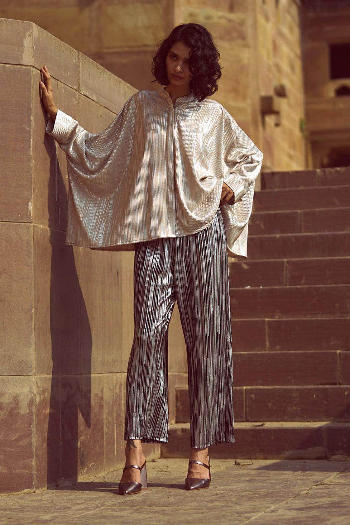 FOIL PLEATED PANT - dash and dot