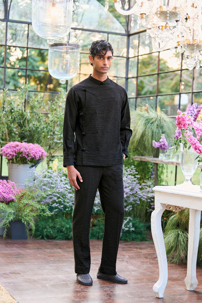 TEXTURED KNOT BUTON SHIRT & PANT SET