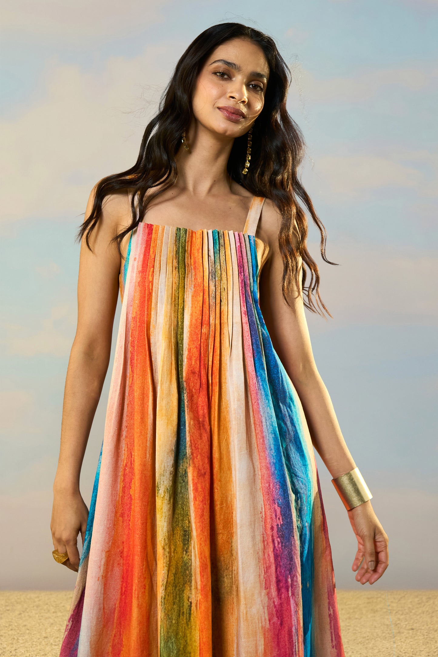 LINEN ABSTRACT WATERCOLOUR MAXI