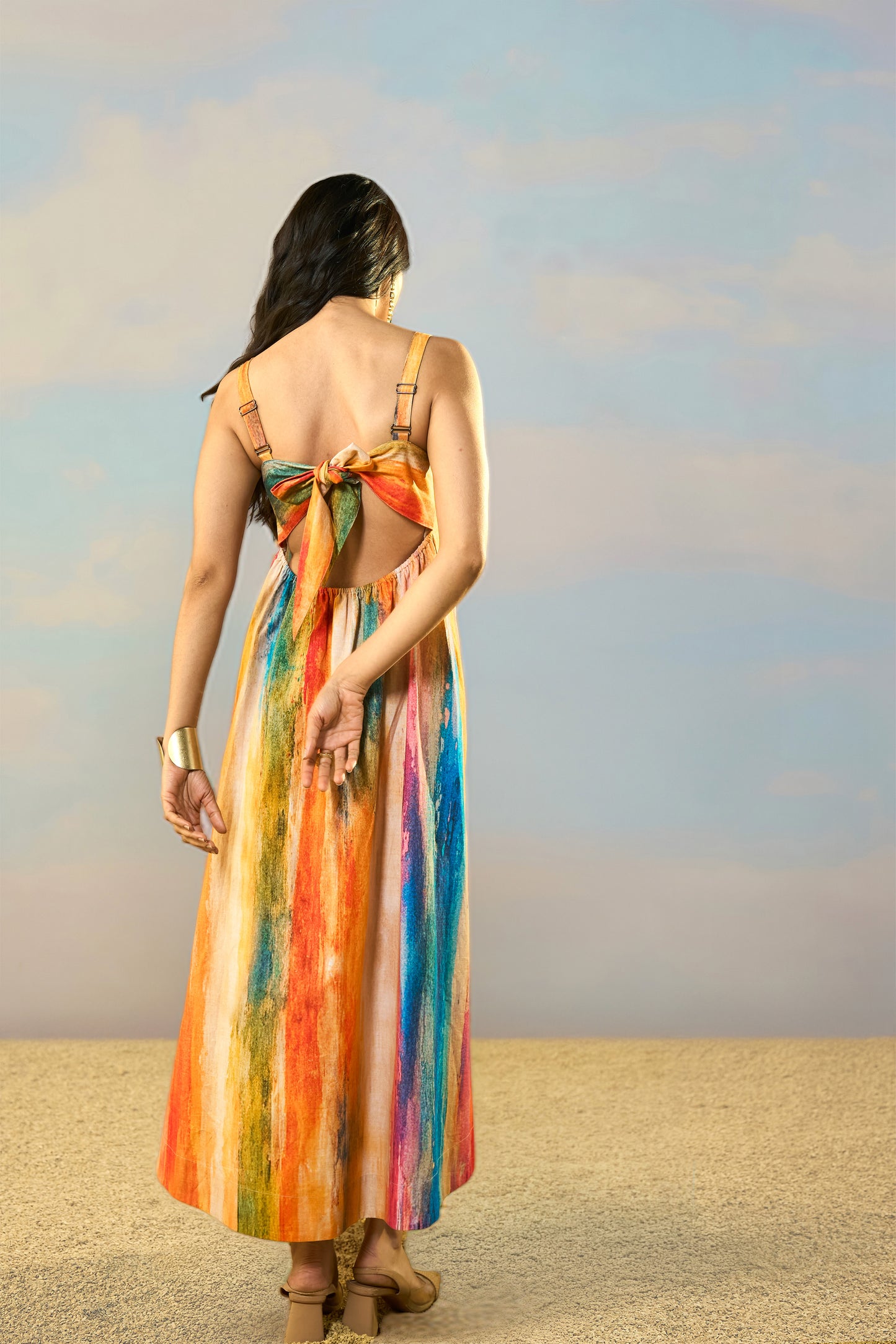 LINEN ABSTRACT WATERCOLOUR MAXI