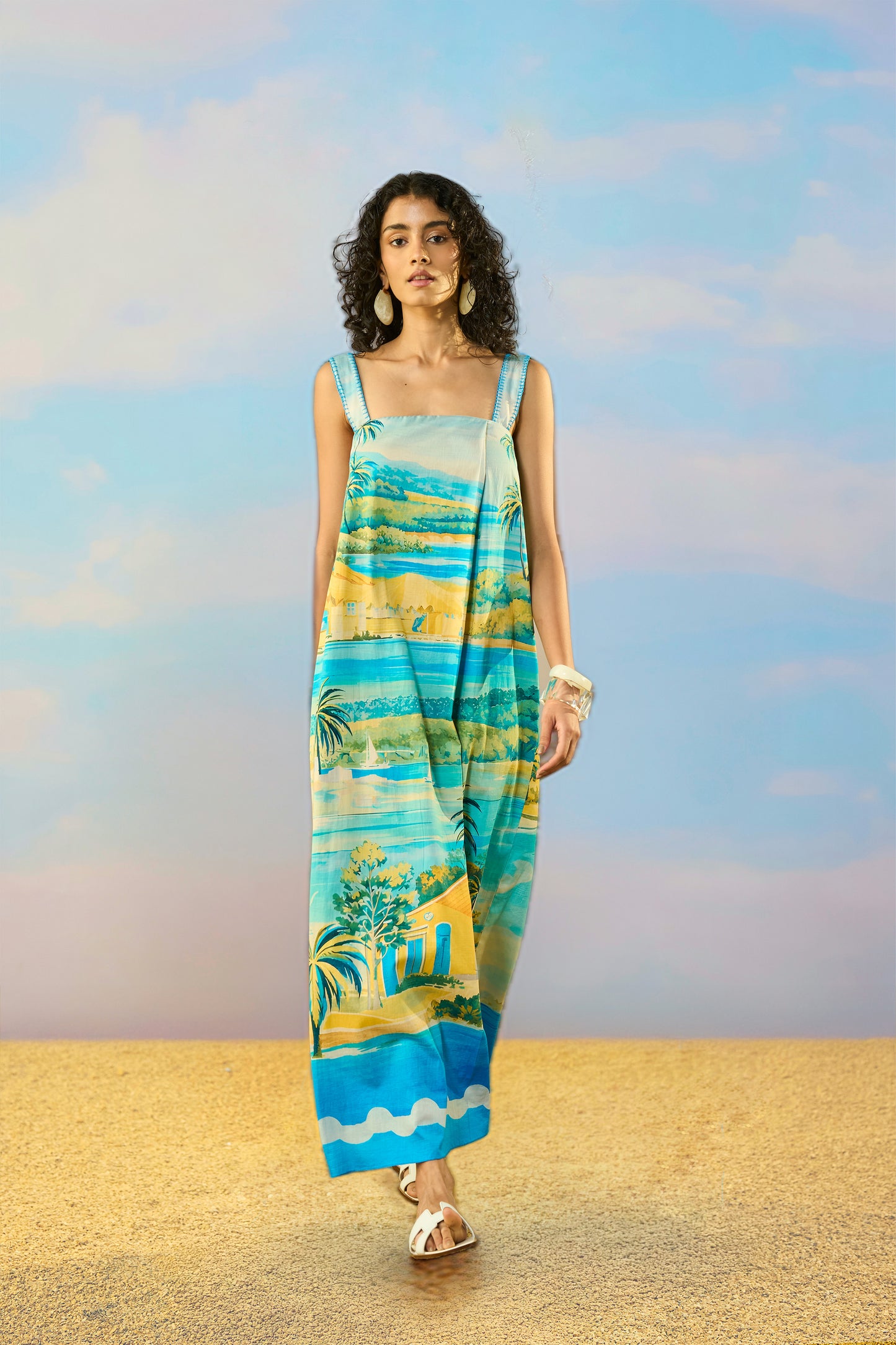 SCENIC PRINT MAXI DRESS