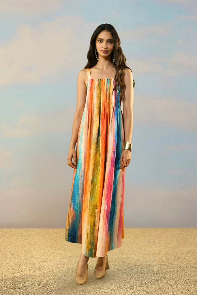 LINEN ABSTRACT WATERCOLOUR MAXI dash and dot