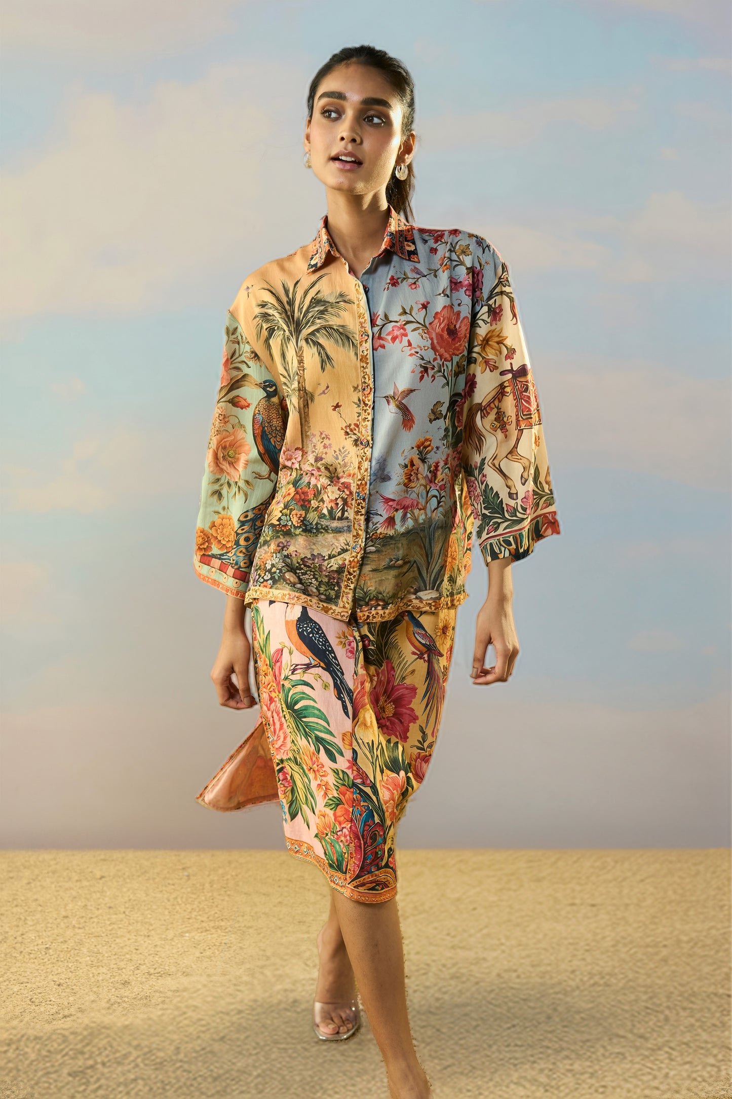 COASTAL PRINT SHIRT & SKIRT SET