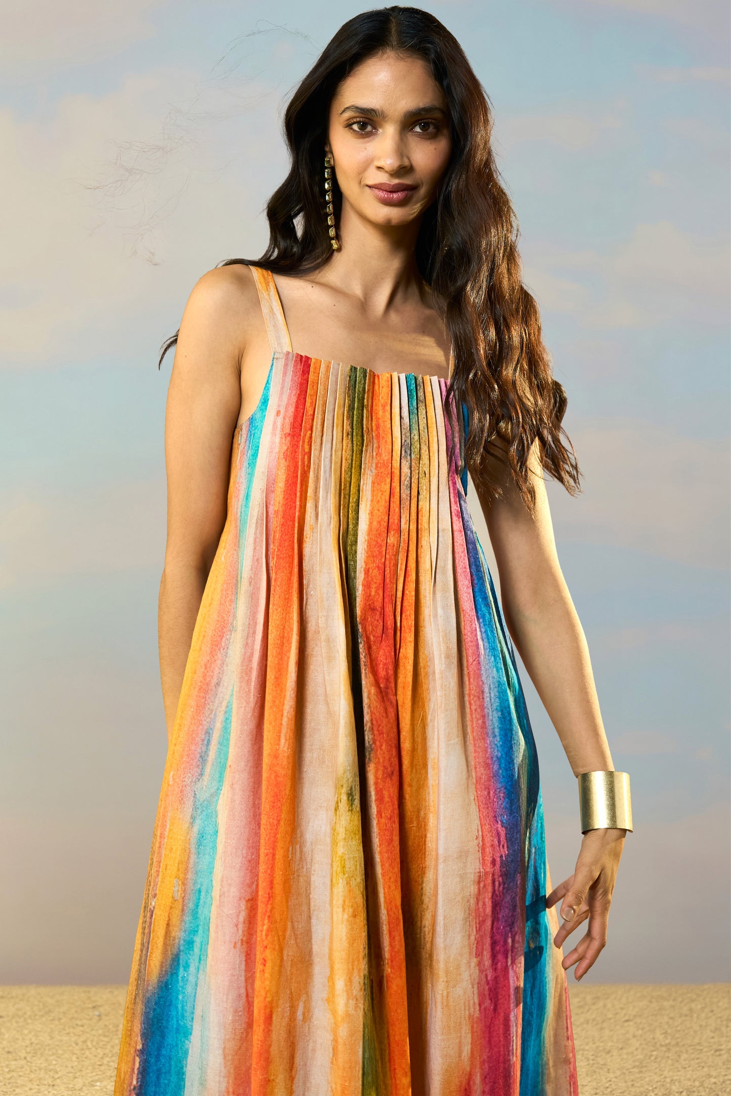 LINEN ABSTRACT WATERCOLOUR MAXI