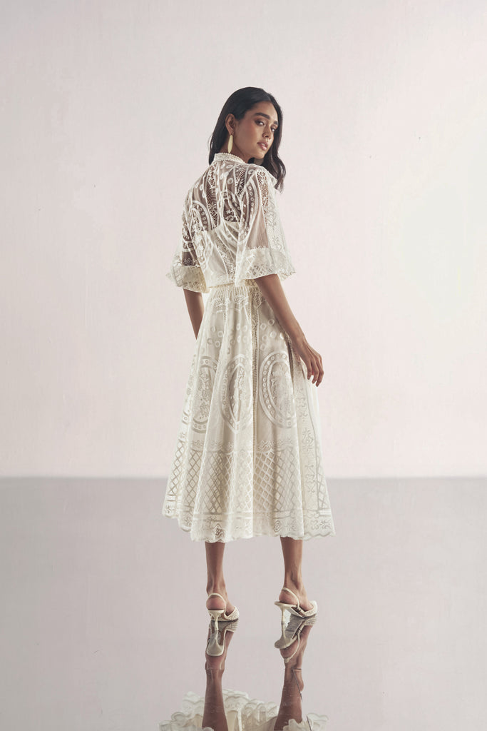 LACE & RUFFLE SHIRT & A-LINE LACE SKIRT dash and dot