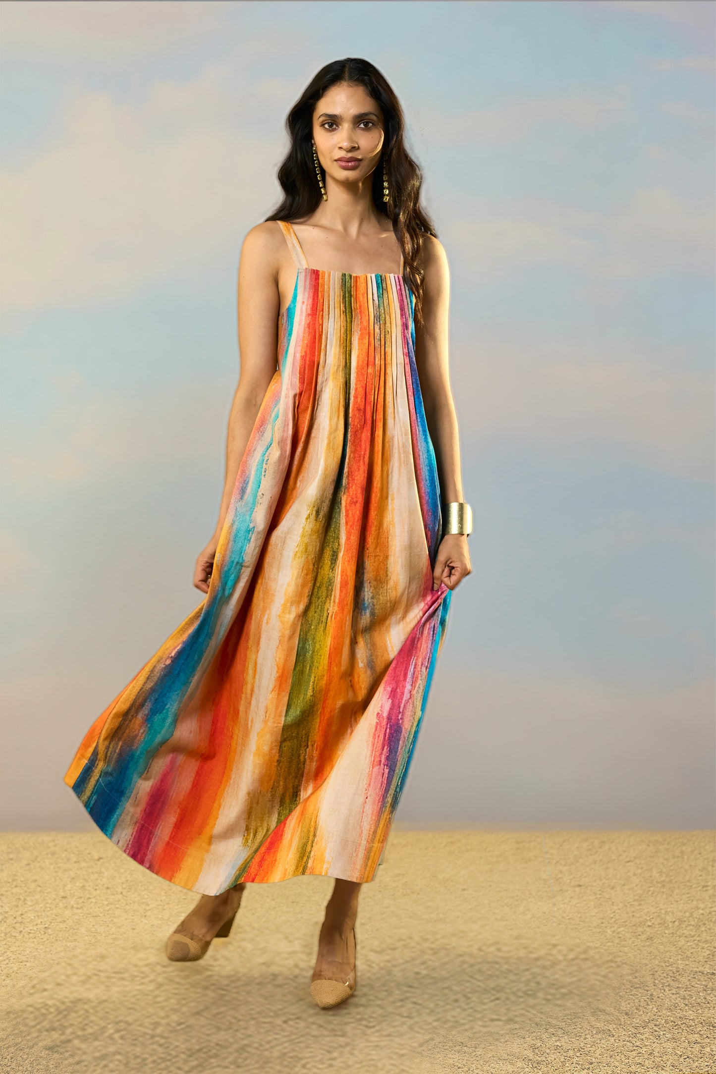 LINEN ABSTRACT WATERCOLOUR MAXI